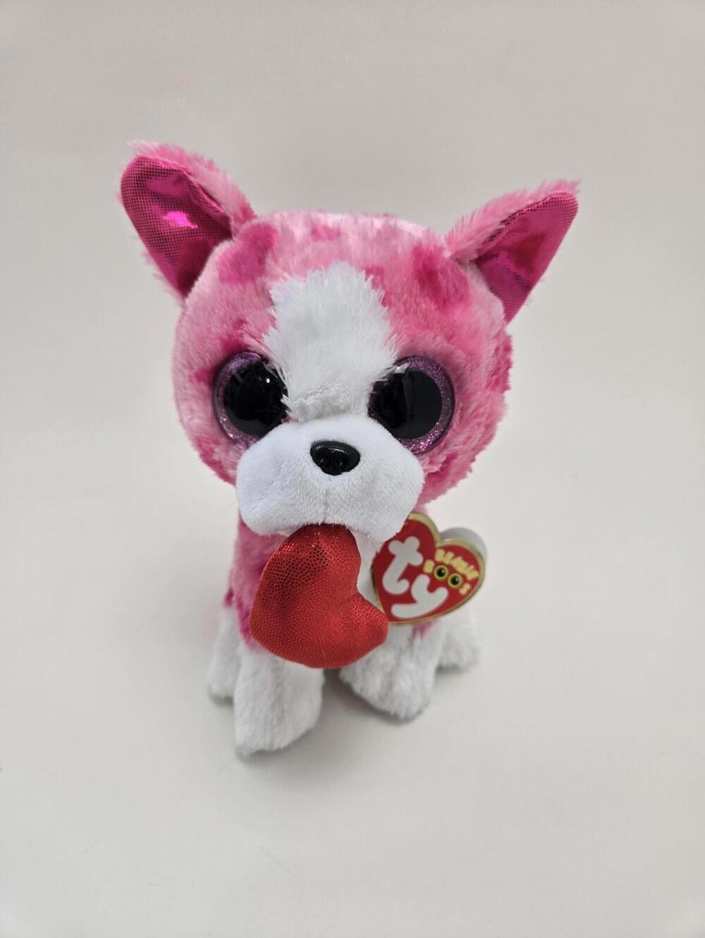 Ty Beanie Boo “Romeo” the Pink Dog Holding Heart (6 inch) Vintage Beanies